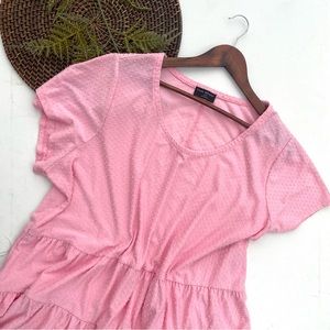 Lane Bryant Womens Shirt Blouse Pink Textured Swiss Dot Tiered Plus Size 26/28